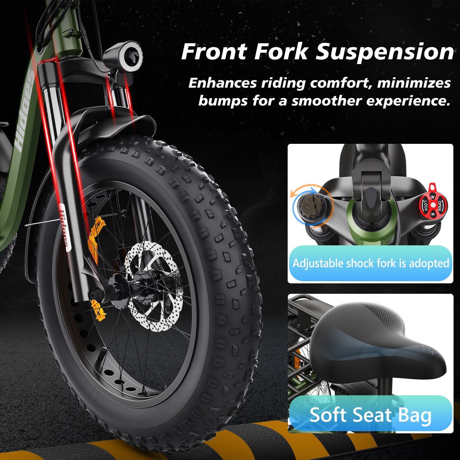 hidoes et1 foldable electric tricycle | 750w motor, 20ah battery & 20" fat tires hidoes et1 foldable electric tricycle | 750w motor, 20ah battery & 20" fat tires