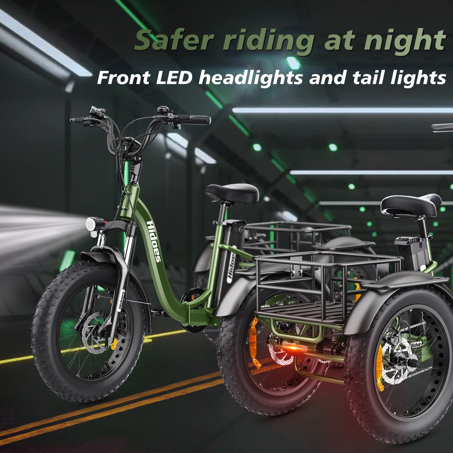 hidoes et1 foldable electric tricycle | 750w motor, 20ah battery & 20" fat tires hidoes et1 foldable electric tricycle | 750w motor, 20ah battery & 20" fat tires