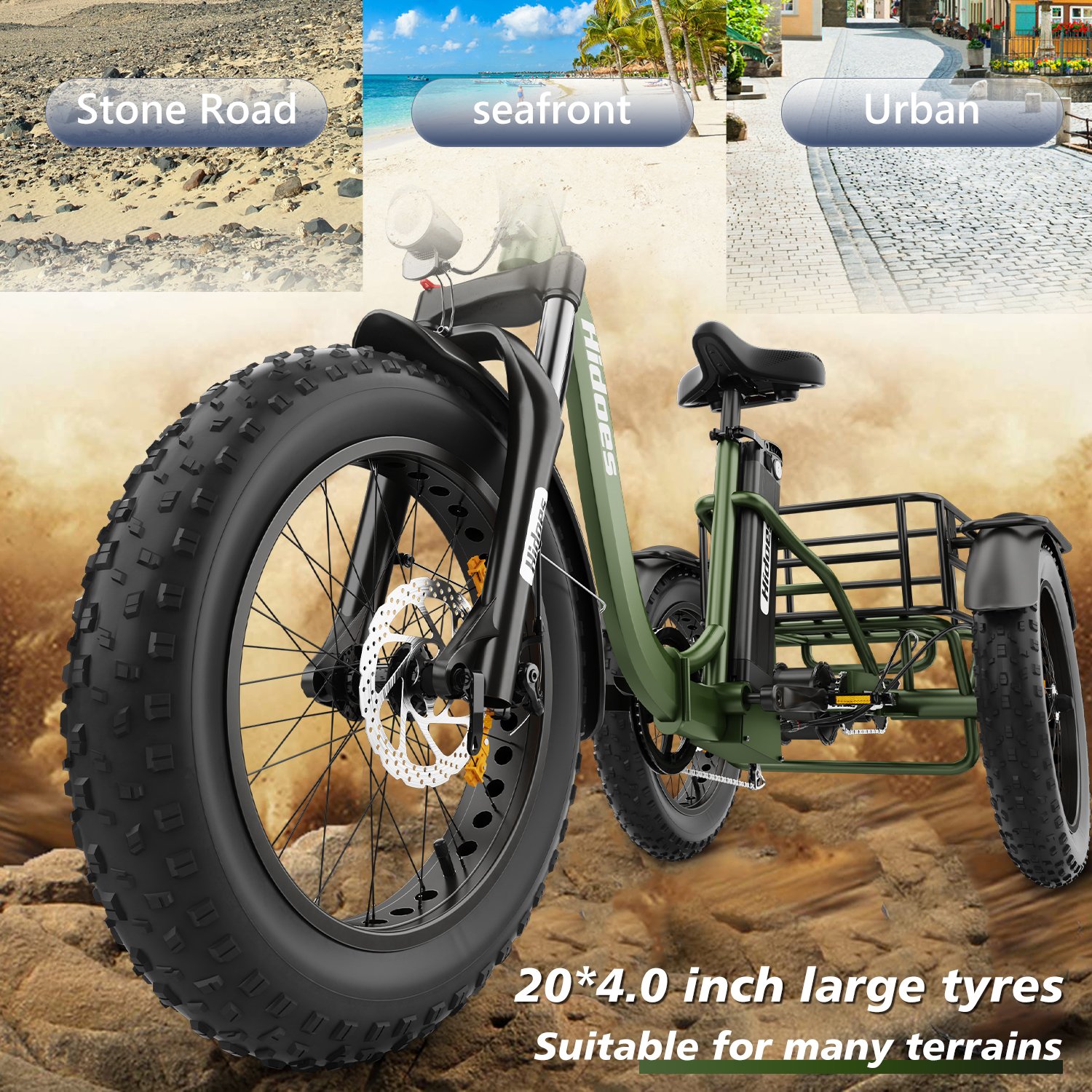 hidoes et1 foldable electric tricycle | 750w motor, 20ah battery & 20" fat tires hidoes et1 foldable electric tricycle | 750w motor, 20ah battery & 20" fat tires