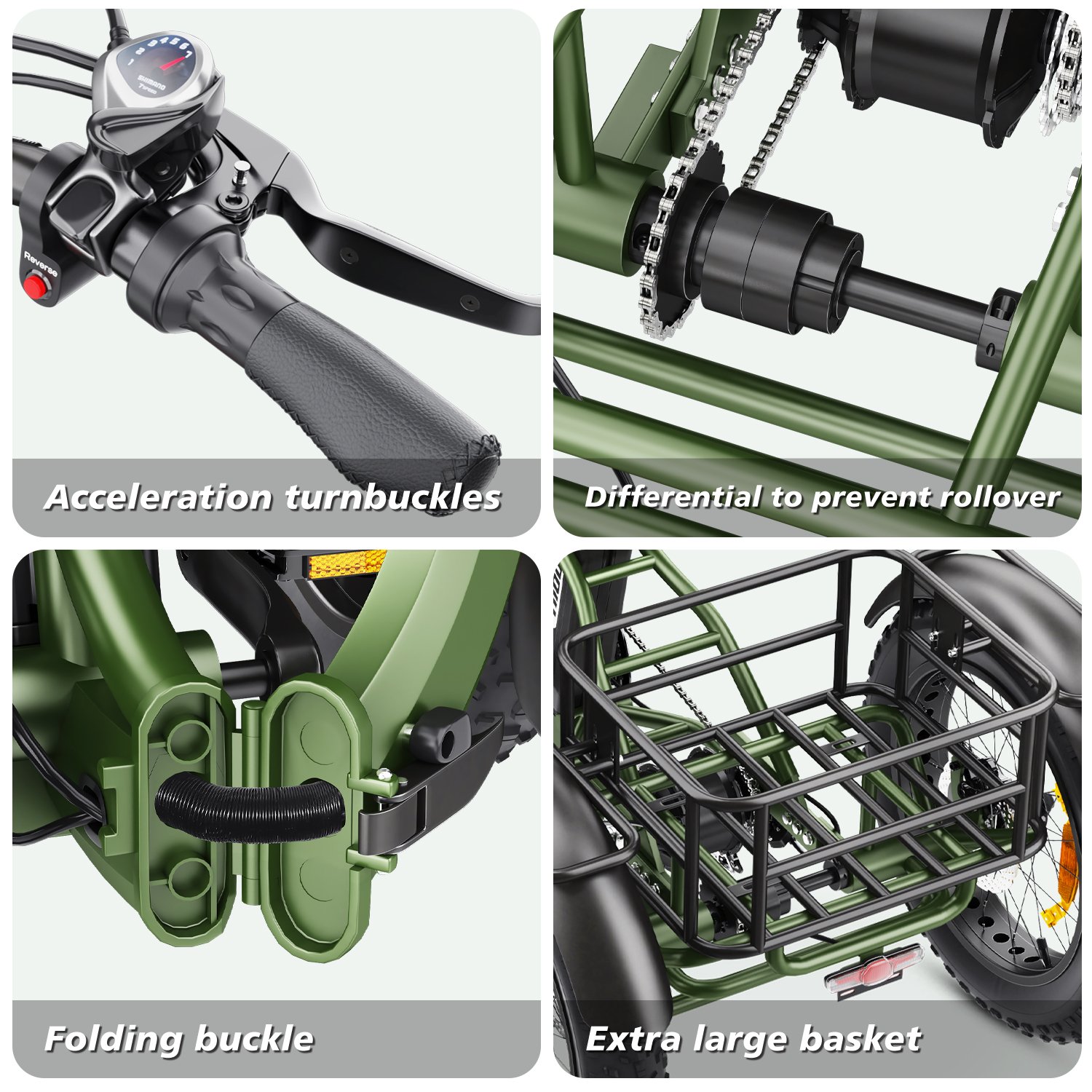 hidoes et1 foldable electric tricycle | 750w motor, 20ah battery & 20" fat tires hidoes et1 foldable electric tricycle | 750w motor, 20ah battery & 20" fat tires