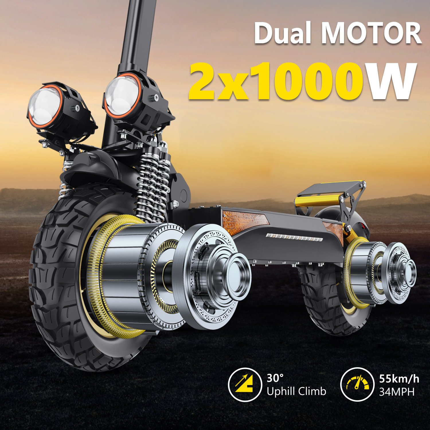 ienyrid es6 dual motor electric scooter — 2000w, 48v/20.8ah, 10" off road tires ienyrid es6 dual motor electric scooter — 2000w, 48v/20.8ah, 10" off road tires