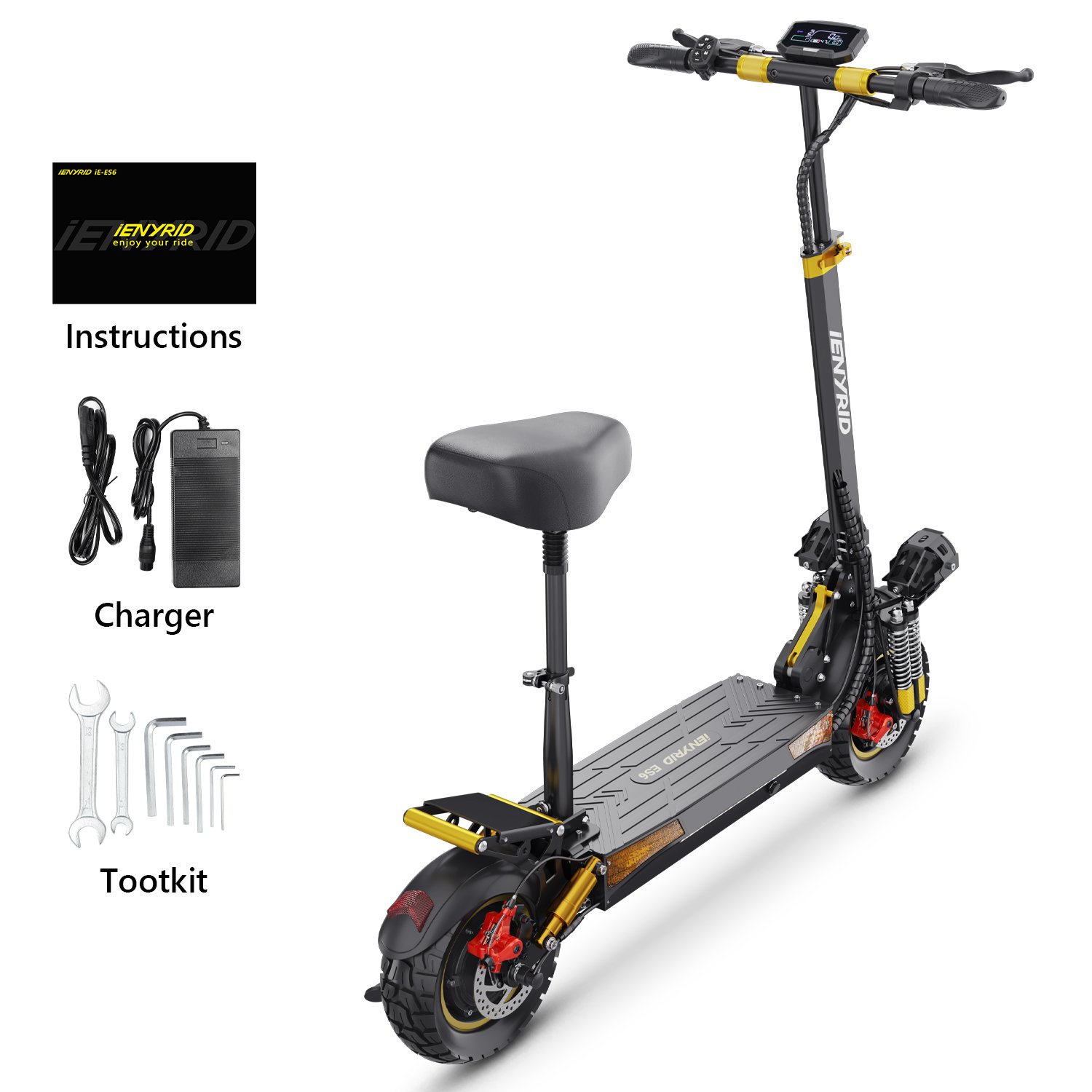 ienyrid es6 dual motor electric scooter — 2000w, 48v/20.8ah, 10" off road tires ienyrid es6 dual motor electric scooter — 2000w, 48v/20.8ah, 10" off road tires